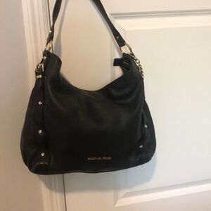 MICHAEL Michael Kors Black Hobo Bag with Gold Accents